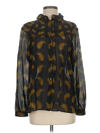 Pre-owned Massimo Dutti Long Sleeve Blouse In Black