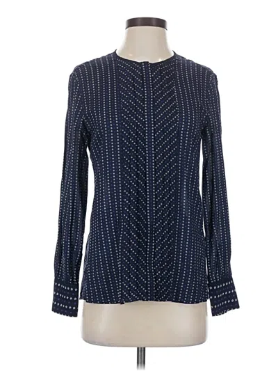Pre-owned Massimo Dutti Long Sleeve Blouse In Blue