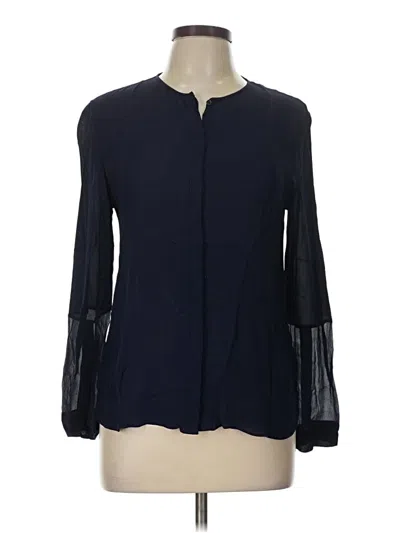 Pre-owned Massimo Dutti Long Sleeve Blouse In Blue