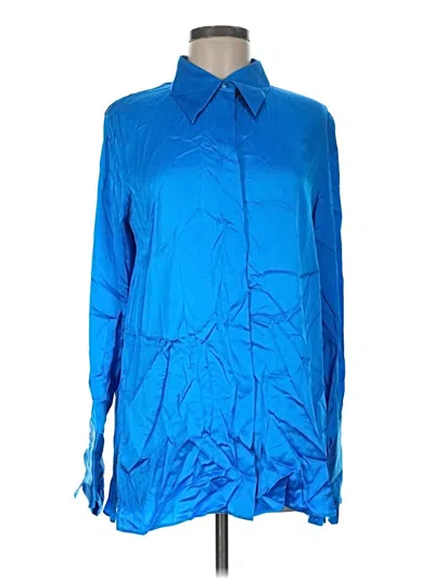 Pre-owned Massimo Dutti Long Sleeve Blouse In Blue