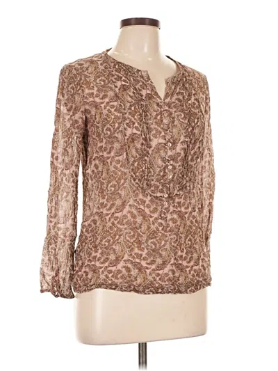 Pre-owned Massimo Dutti Long Sleeve Blouse In Brown