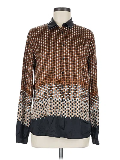 Pre-owned Massimo Dutti Long Sleeve Blouse In Brown