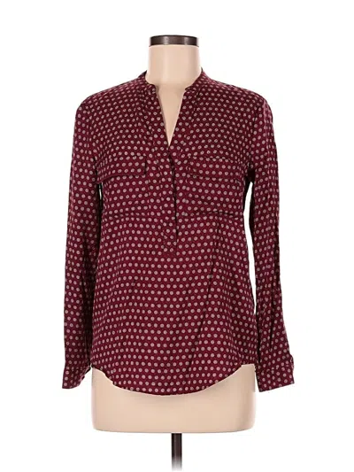Pre-owned Massimo Dutti Long Sleeve Blouse In Burgundy