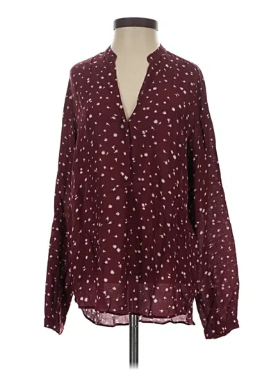Pre-owned Massimo Dutti Long Sleeve Blouse In Burgundy