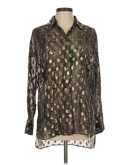 Pre-owned Massimo Dutti Long Sleeve Blouse In Gold