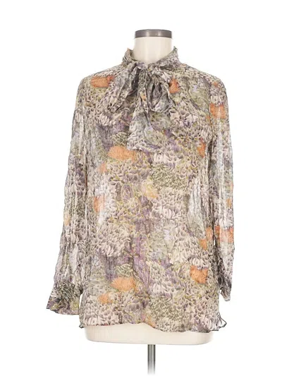 Pre-owned Massimo Dutti Long Sleeve Blouse In Gray