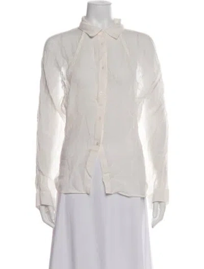 Pre-owned Massimo Dutti Long Sleeve Blouse In Green
