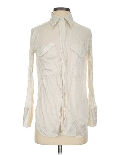 Pre-owned Massimo Dutti Long Sleeve Blouse In Ivory