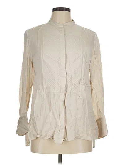 Pre-owned Massimo Dutti Long Sleeve Blouse In Ivory