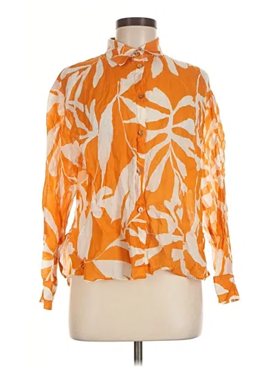 Pre-owned Massimo Dutti Long Sleeve Blouse In Orange