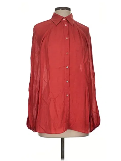 Pre-owned Massimo Dutti Long Sleeve Blouse In Red
