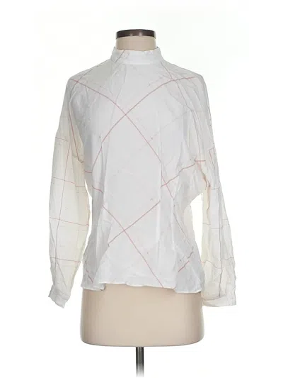 Pre-owned Massimo Dutti Long Sleeve Blouse In White