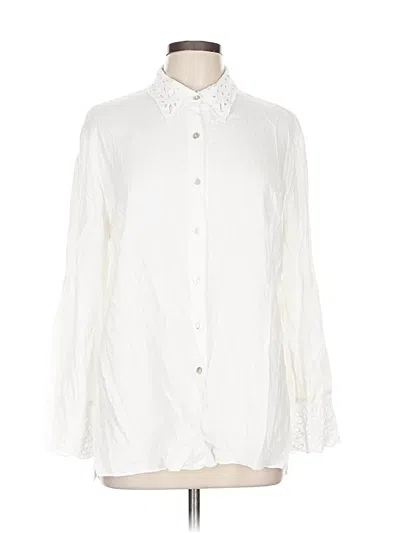 Pre-owned Massimo Dutti Long Sleeve Blouse In White