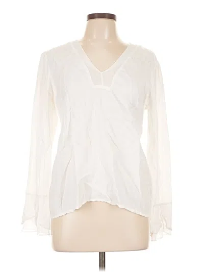 Pre-owned Massimo Dutti Long Sleeve Blouse In White