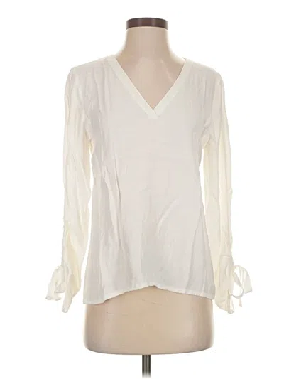Pre-owned Massimo Dutti Long Sleeve Blouse In White