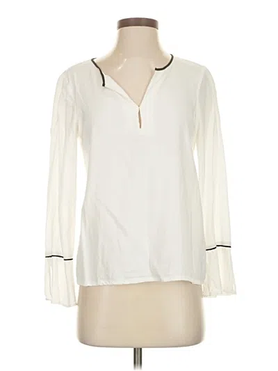 Pre-owned Massimo Dutti Long Sleeve Blouse In White