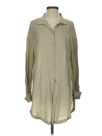 Pre-owned Massimo Dutti Long Sleeve Button Down Shirt In Brown