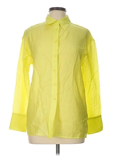 Pre-owned Massimo Dutti Long Sleeve Button Down Shirt In Yellow