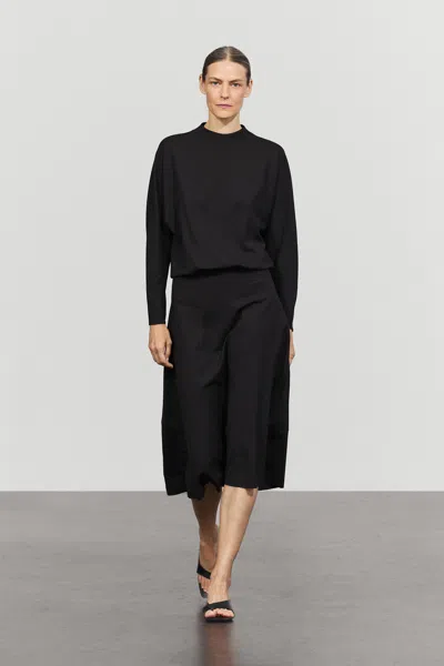 Massimo Dutti Long Sleeve Midi Dress In Black