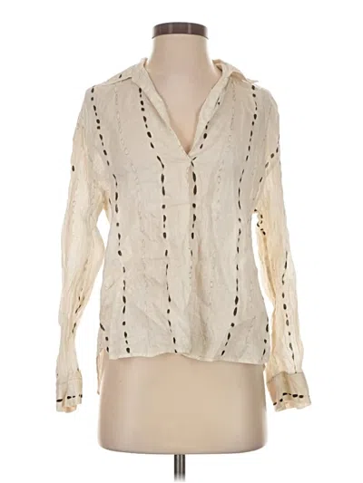 Pre-owned Massimo Dutti Long Sleeve Polo Shirt In Ivory