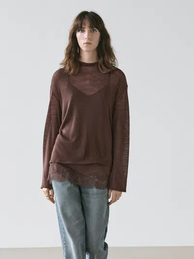 Massimo Dutti Long Sleeve T In Brown