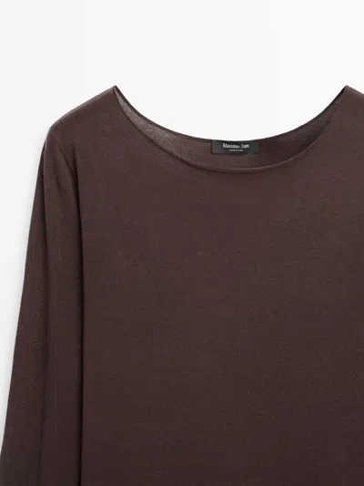 Massimo Dutti Long Sleeve T In Brown