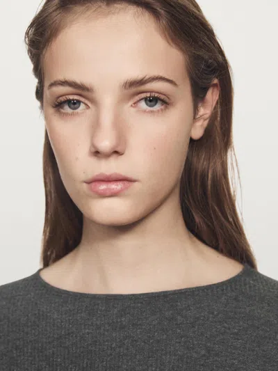 Massimo Dutti Long Sleeve T In Gray