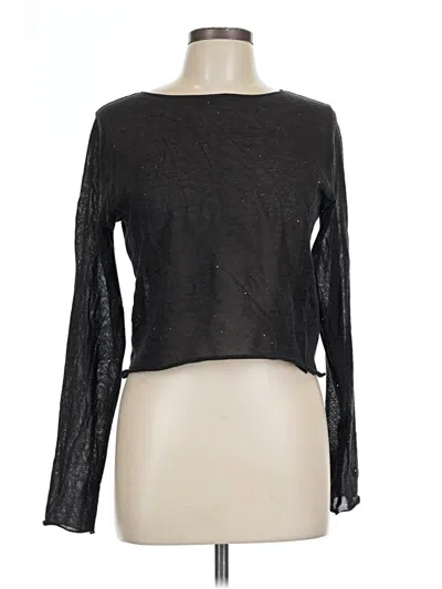 Pre-owned Massimo Dutti Long Sleeve Top Black Boatneck Tops