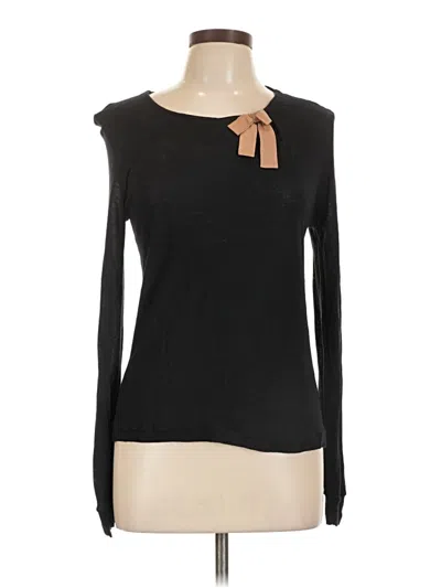 Pre-owned Massimo Dutti Long Sleeve Top Black Keyhole Neckline Tops