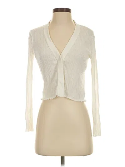 Pre-owned Massimo Dutti Long Sleeve Top Ivory Plunge Neckline Tops