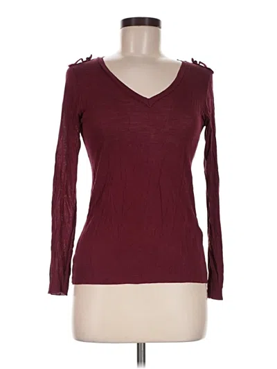 Pre-owned Massimo Dutti Long Sleeve T-shirt In Burgundy