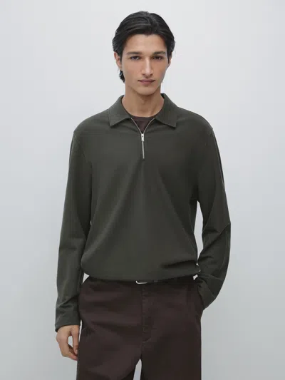 Massimo Dutti Long Sleeve Zip In Brown