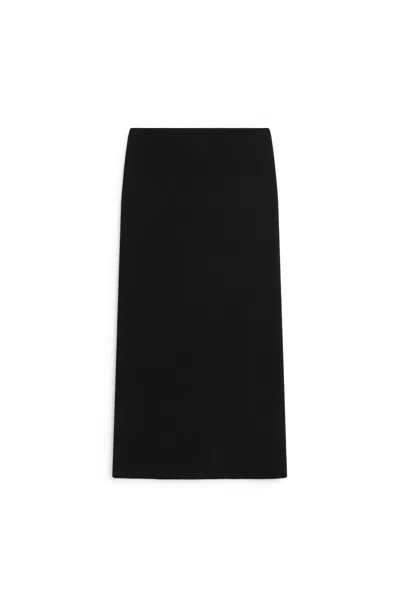 Massimo Dutti Falda Larga Elástica Con Mezcla De Lana In Black