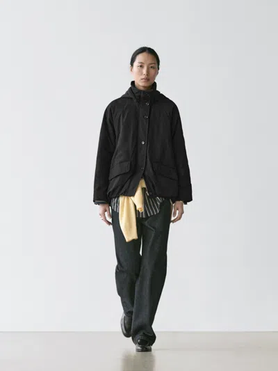 Massimo Dutti Long Technical Fabric Parka In Black