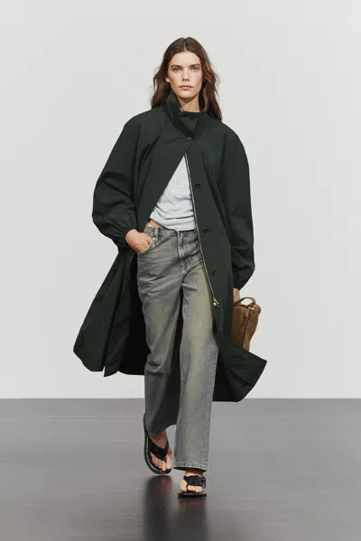 Massimo Dutti Long Technical Parka In Petrol Blue