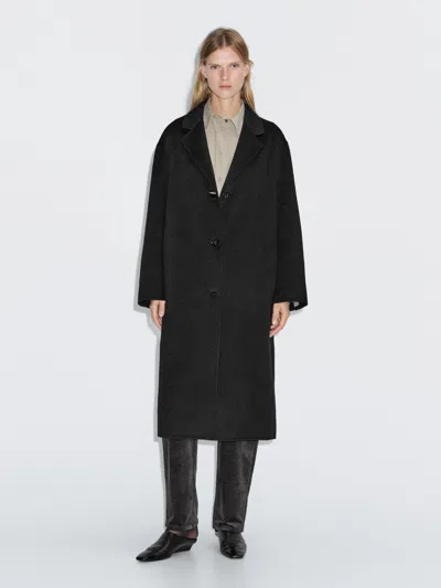 Massimo Dutti Long Wool Blend Coat In Multi