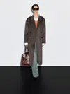 Massimo Dutti Long Wool Blend Surplice Coat In Gray