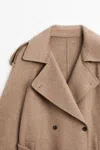 Massimo Dutti Long Wool Blend Trench Coat In Brown