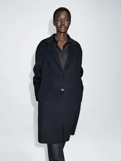 Massimo Dutti Long Wool Blend Two In Blue