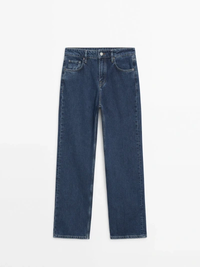 Massimo Dutti Mid-rise Straight-leg Regular Length Jeans In Medium Blue