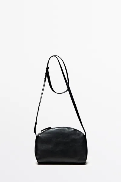 Massimo Dutti Mala A Tiracolo Em Pele Napa In Preto
