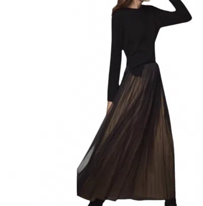 Massimo Dutti Maxi Tulle Overlay Skirt In Tan/ Black In Multi