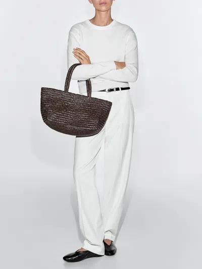 Massimo Dutti Tote Bag Tressé En Cuir Nappa In Brown