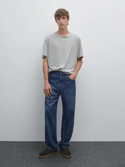 Massimo Dutti Melange Cotton And Linen T In White