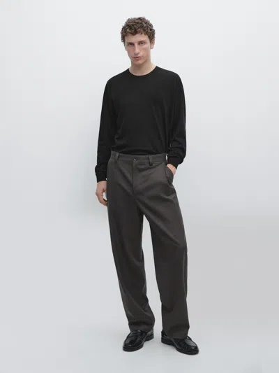 Massimo Dutti Merino Wool Knit Sweater In Black