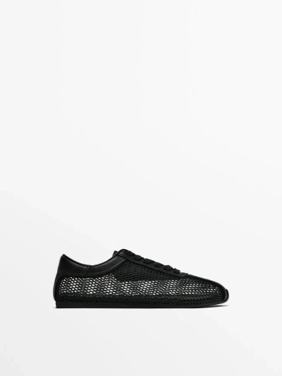 Massimo Dutti Mesh Sneakers In Black