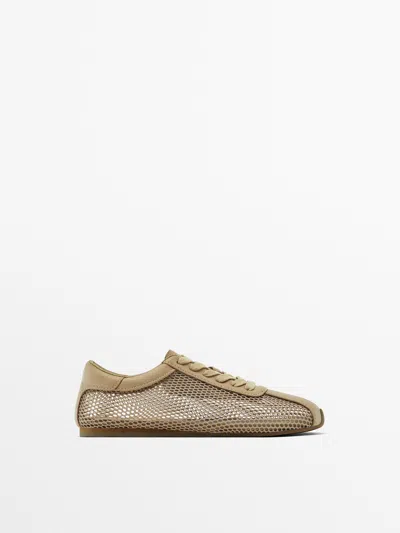 Massimo Dutti Mesh Sneakers In Brown