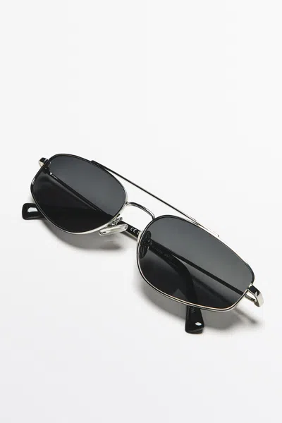 Massimo Dutti Metal Sunglasses In Gold