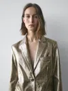 Massimo Dutti Metallic Nappa Leather Blazer In Multi