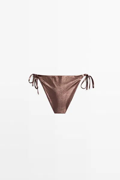 Massimo Dutti Metallic Triangle Bikini Set In Brown